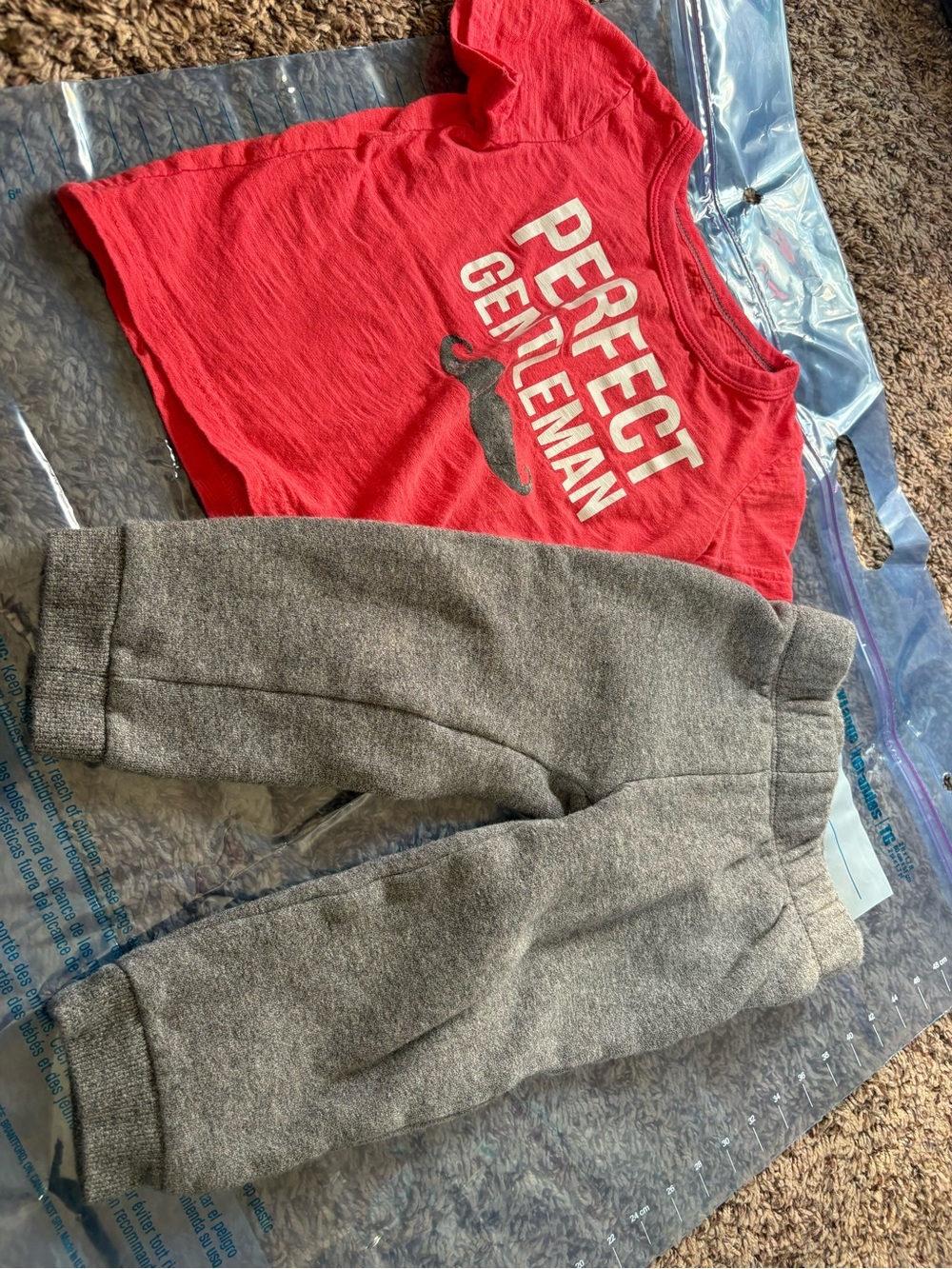 Carter's Red 'Perfect Gentleman' Tee with Gray Sweatpants